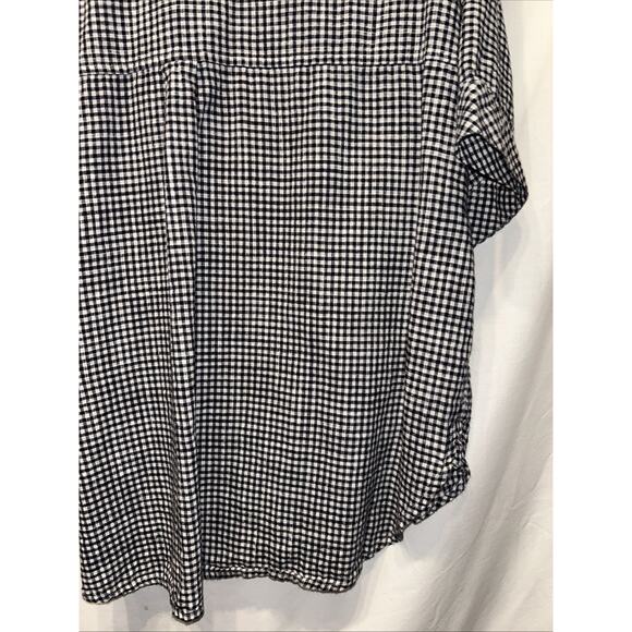 Old Navy Women’s XL Oversized Short Sleeve Gingham Linen Blouse - Picture 10 of 11